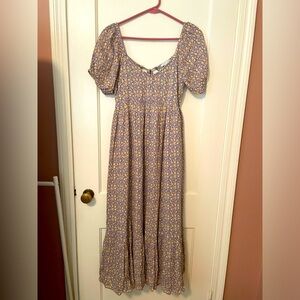 American Eagle Balloon Sleeve Open Back Floral Maxi Dress